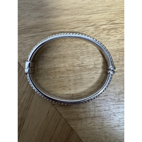 Genuine Sterling Silver 925 Stamped Rope Cable Hinged Bangle Bracelet - Picture 1 of 7